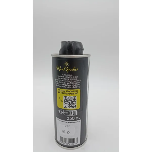 Huile de Colza Bio 250 ml - Mont gautier